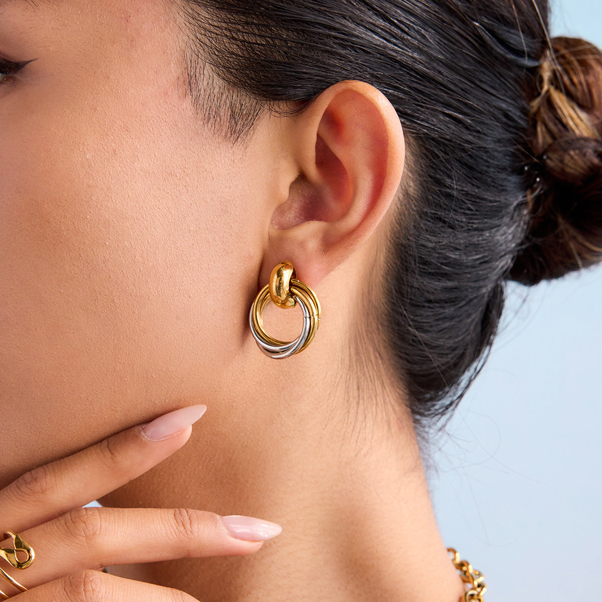 Stainless Steel Hoop Earrings Earrings Design Niche Earrings Female Titanium Steel