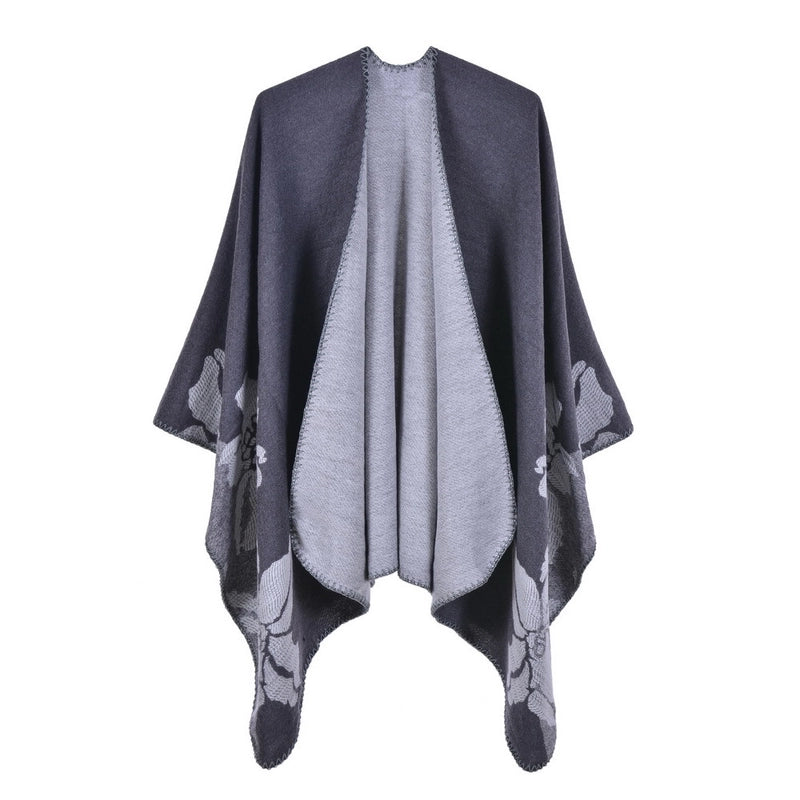 Women's Scarf Shawl Creative New Fashion Cashmere Jacquard Split Thickened Large Cloak Air Conditioning Warm Shawl