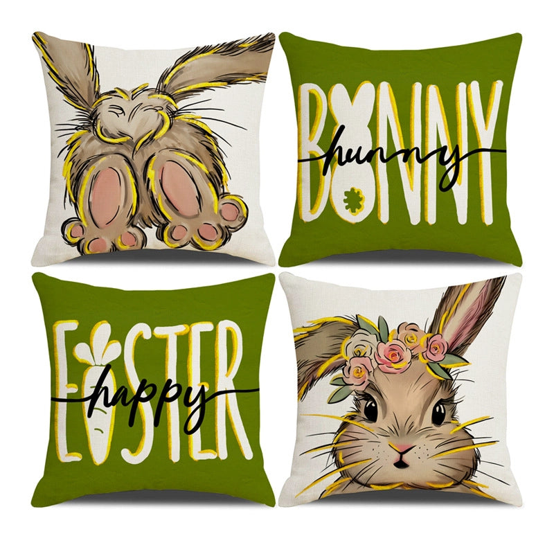Easter Elegant Lady Minimalist Letter Linen Pillow Cases Couch & Sofa Decor