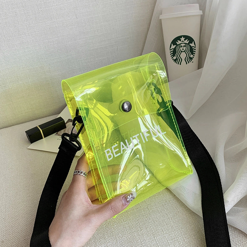 Women's Small PVC Letter Basic Magnetic Buckle Jelly Bag