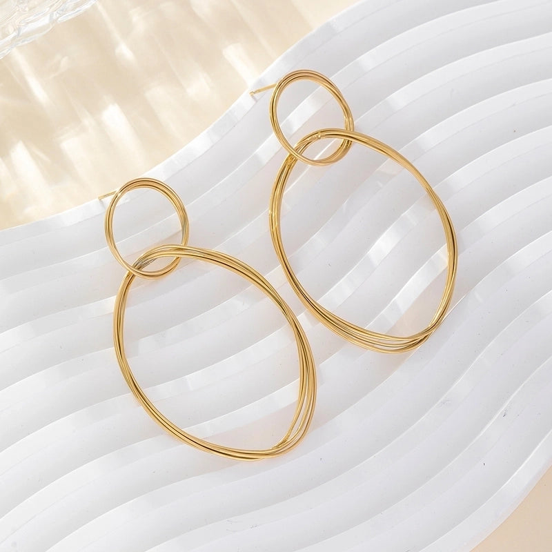 2 Pieces Elegant Lady Round Flower Snake Plating 316 Stainless Steel  Titanium Steel 18K Gold Plated Drop Earrings