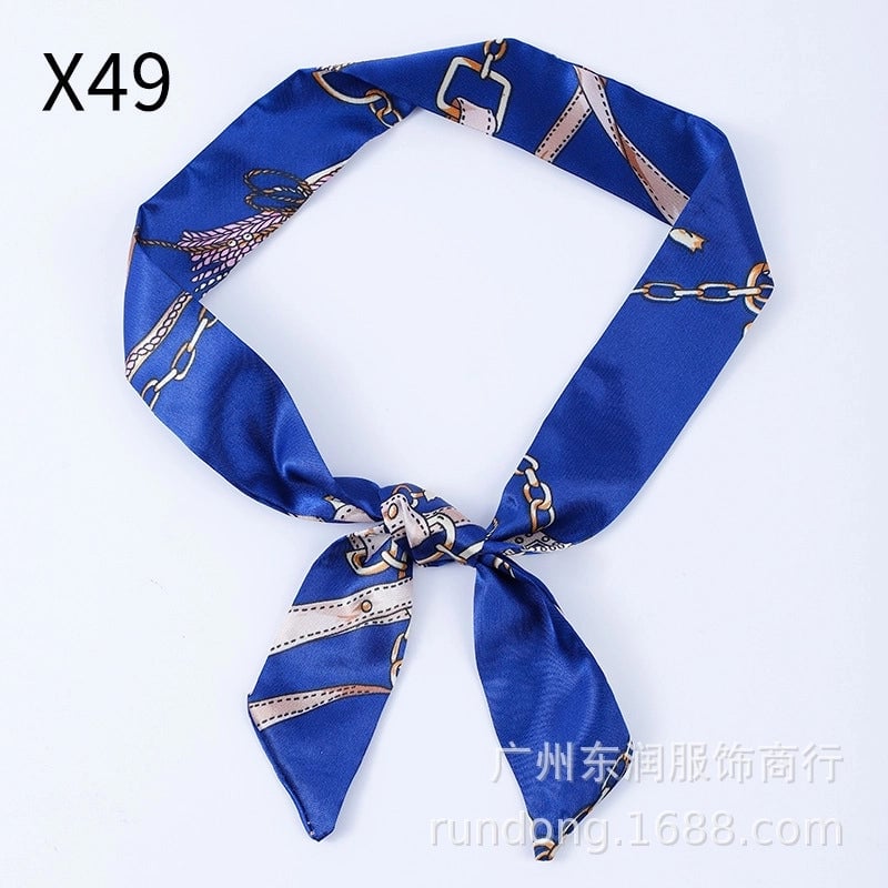Silk Scarf Long Beveled Small Silk Scarf Double-layer Hair Belt Ribbon Decoration Tie Bag Hand Gift Box Silk Scarf
