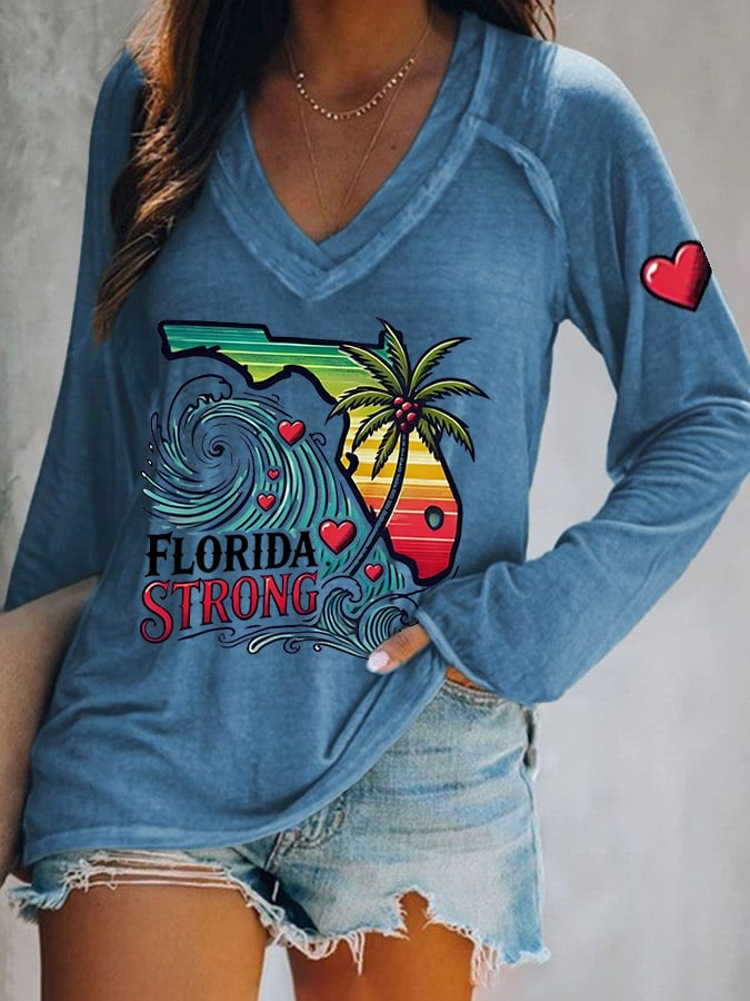 Women's Florida Strong Printed V-Neck T-Shirt