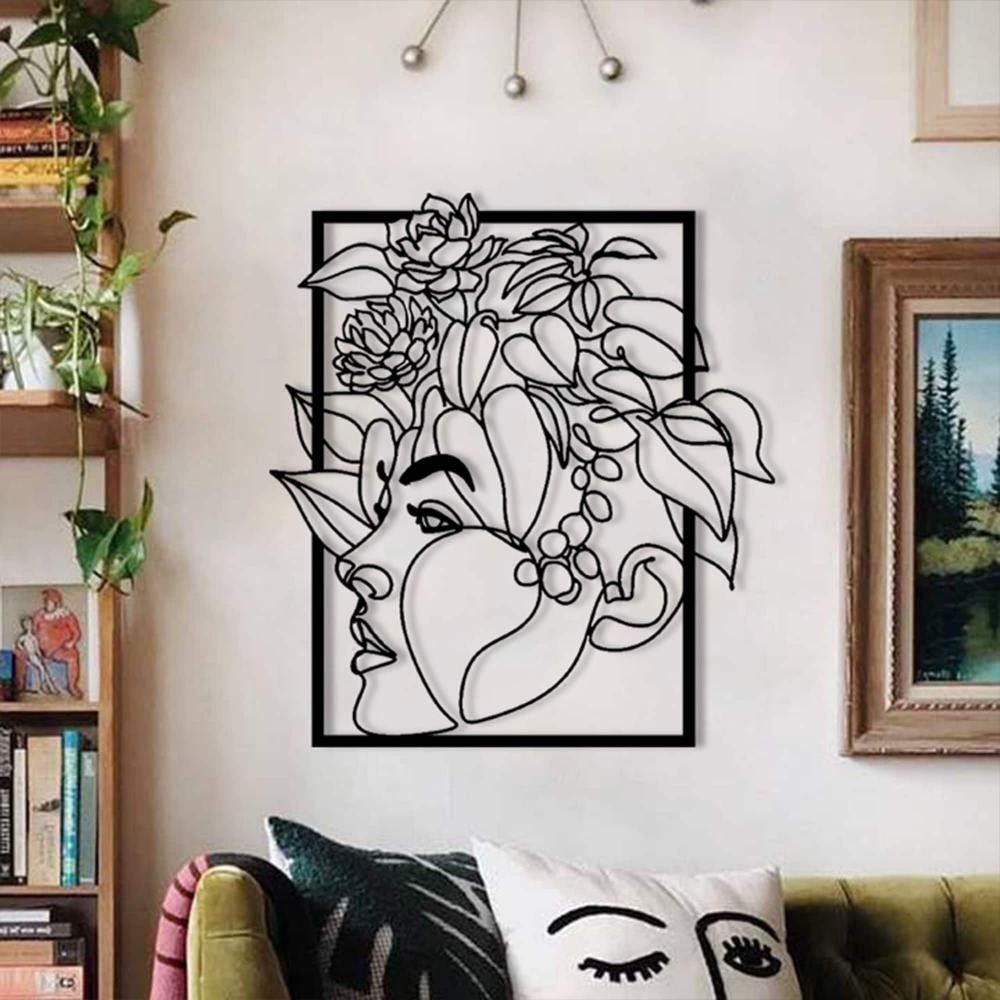 Woman and Roses Metal Wall Decor