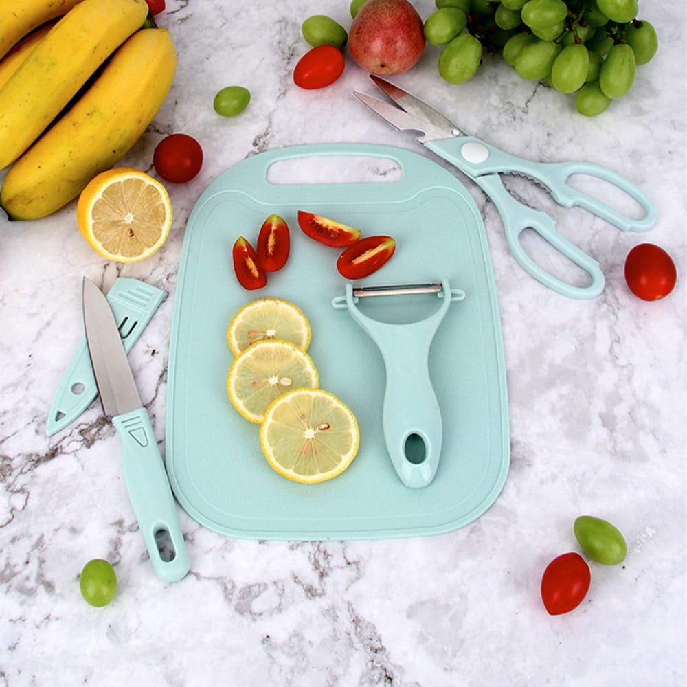 4 PCs Cutting Board With Knife Set(5717)-Green