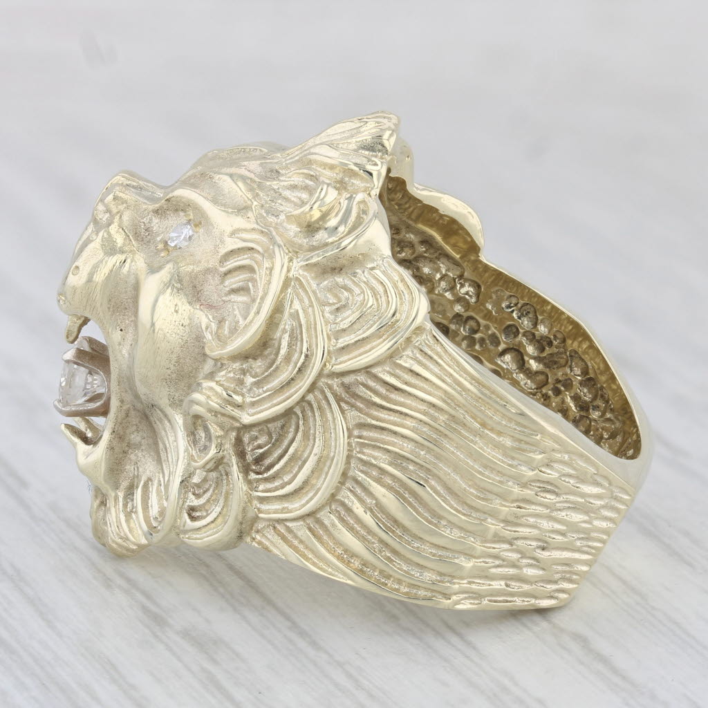 0.29ctw Diamond Roaring Lion Ring 14k Yellow Gold Size 10