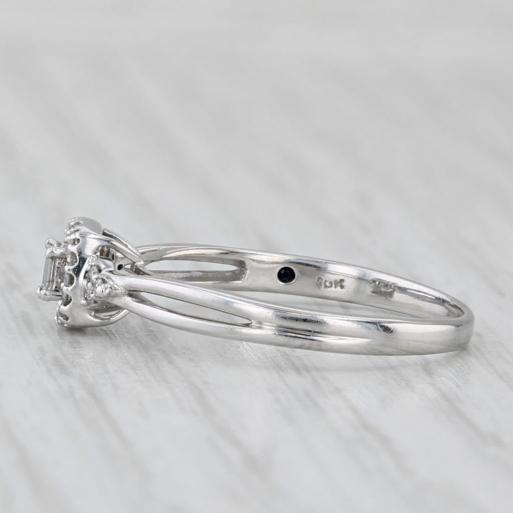 0.18ctw Diamond Halo Engagement Ring 10k White Gold Size 8.25