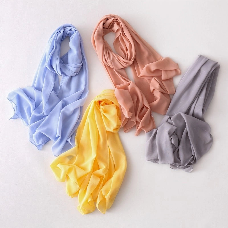 Solid Color Sprinkling Gold Pearl Chiffon Chiffon Fashion Sprinkling Gold Scarf Women's Toe Chiffon Glitter Scarf