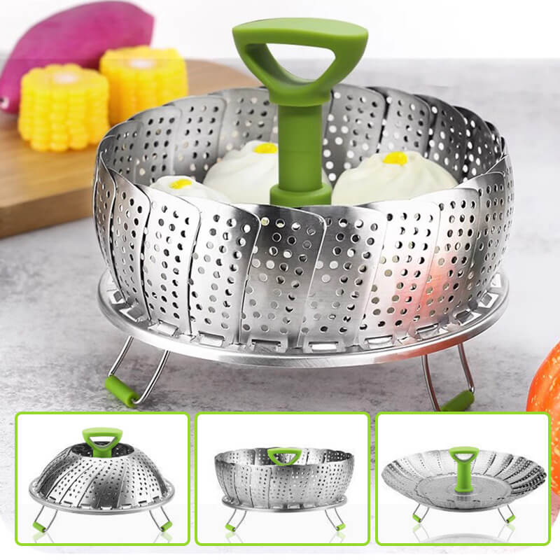 🧑‍🍳kitchen Artifact🥳Stainless steel folding vegetable steamer (🔥New Year's discount🔥)