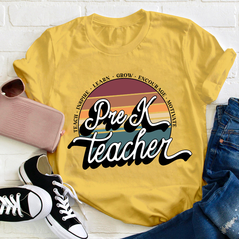 Personalized Teach Inspire Learn Grow Encourage Motivate Teacher T-Shirt