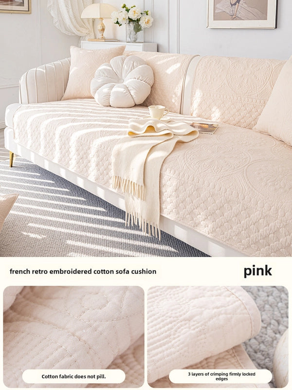 Cream Style Washing Cotton Sofa Cushion New Four Seasons Universal Sofa Cover Non-Slip Cushion Cover Cloth
