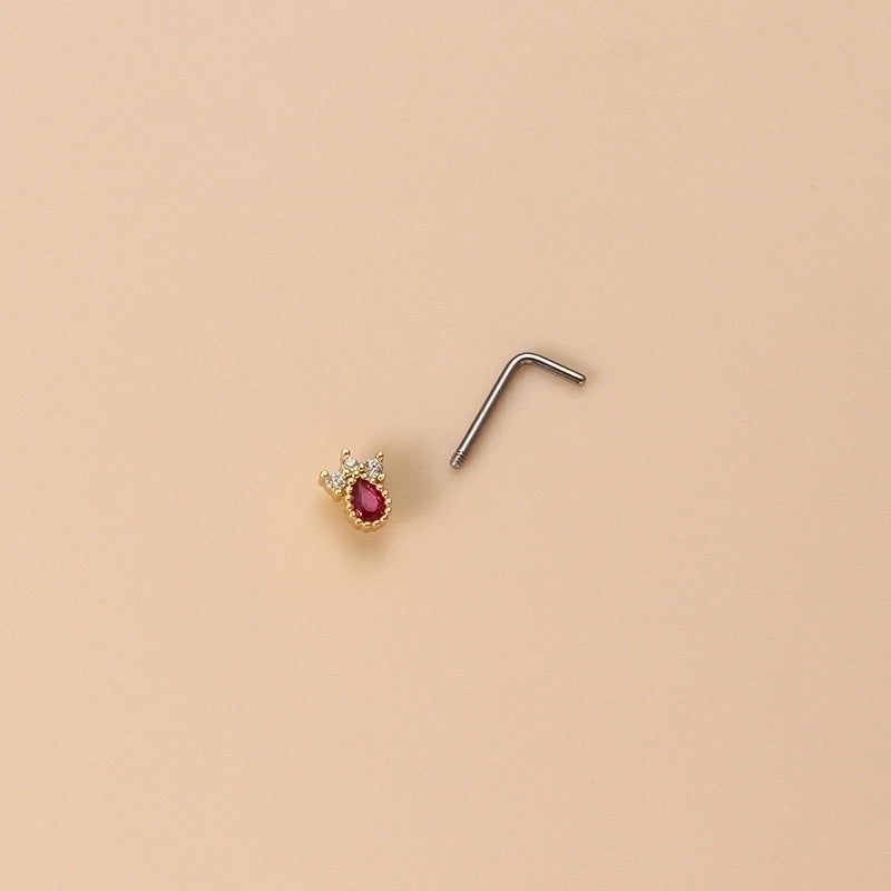 1 Piece Nose Rings & Studs Fashion Heart Shape 316L Stainless Steel  Copper Plating Artificial Pearls Zircon