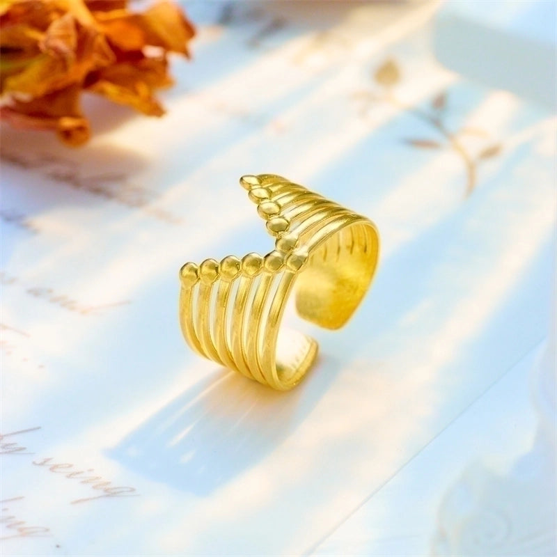 Basic Cross Star 304 Stainless Steel 18K Gold Plated Gold Plated Stainless Steel Rings