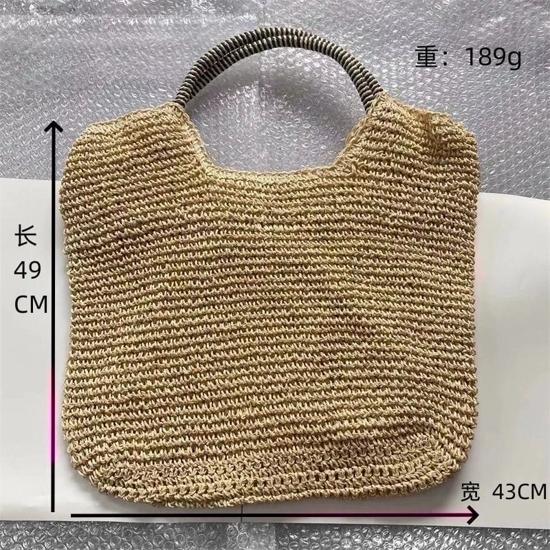 Women's Straw Solid Color Vintage Style Beach Square Hidden Buckle Handbag