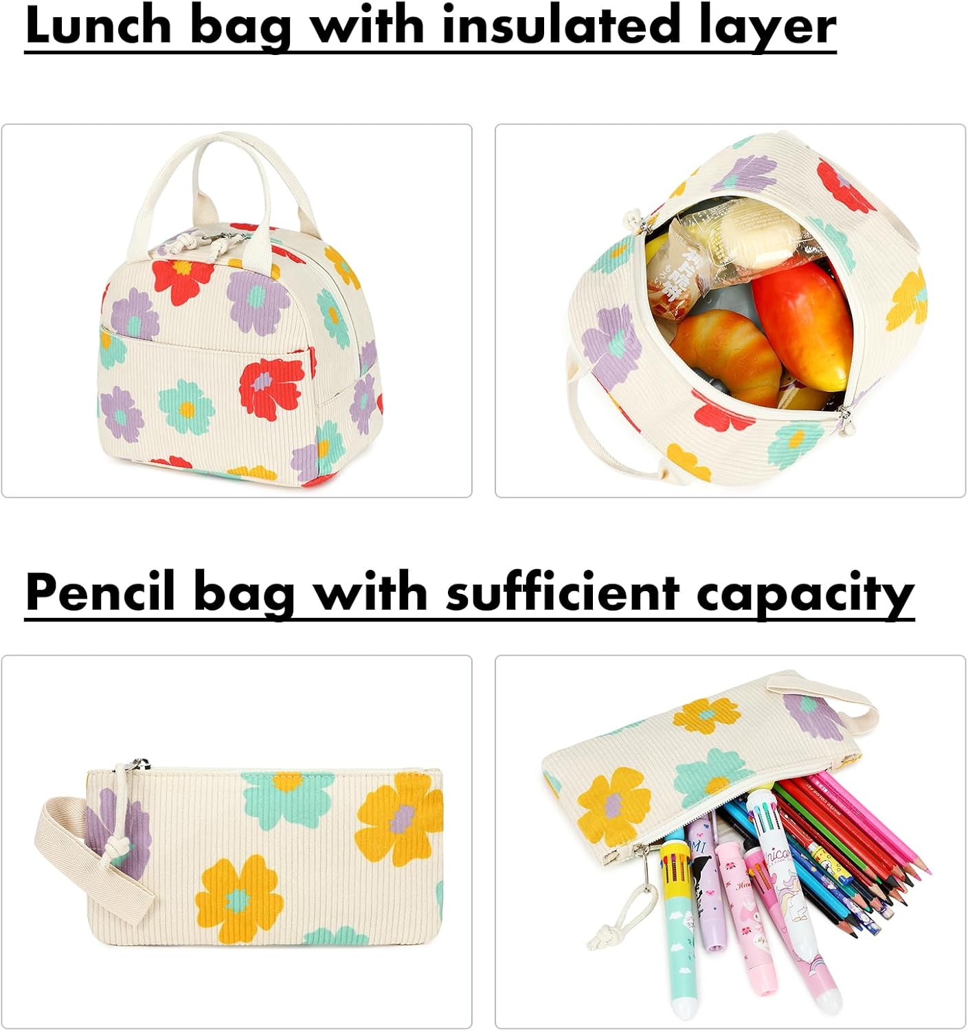 Bluboon School Backpack Teens Girls Boys Kids School Book Bags with Lunch Box Pencil Bag