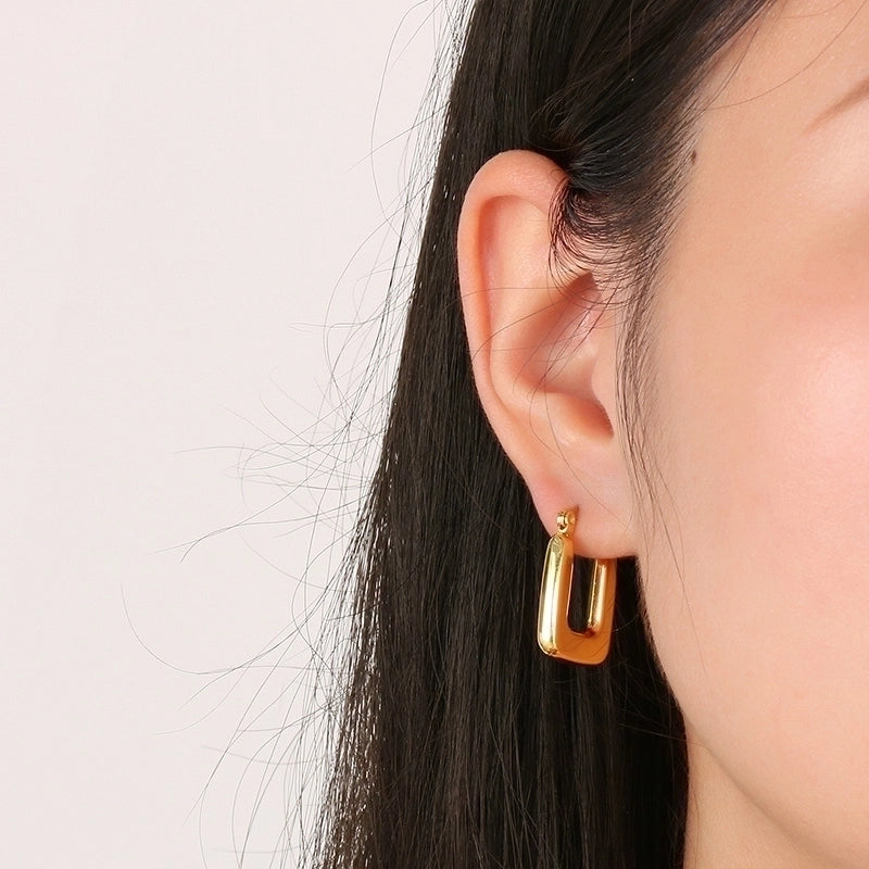 1 Pair Modern Style Minimalist Solid Color Plating Stainless Steel 18K Gold Plated Earrings
