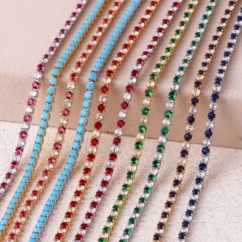 Copper Inlay Solid Color Zircon Copper Necklaces