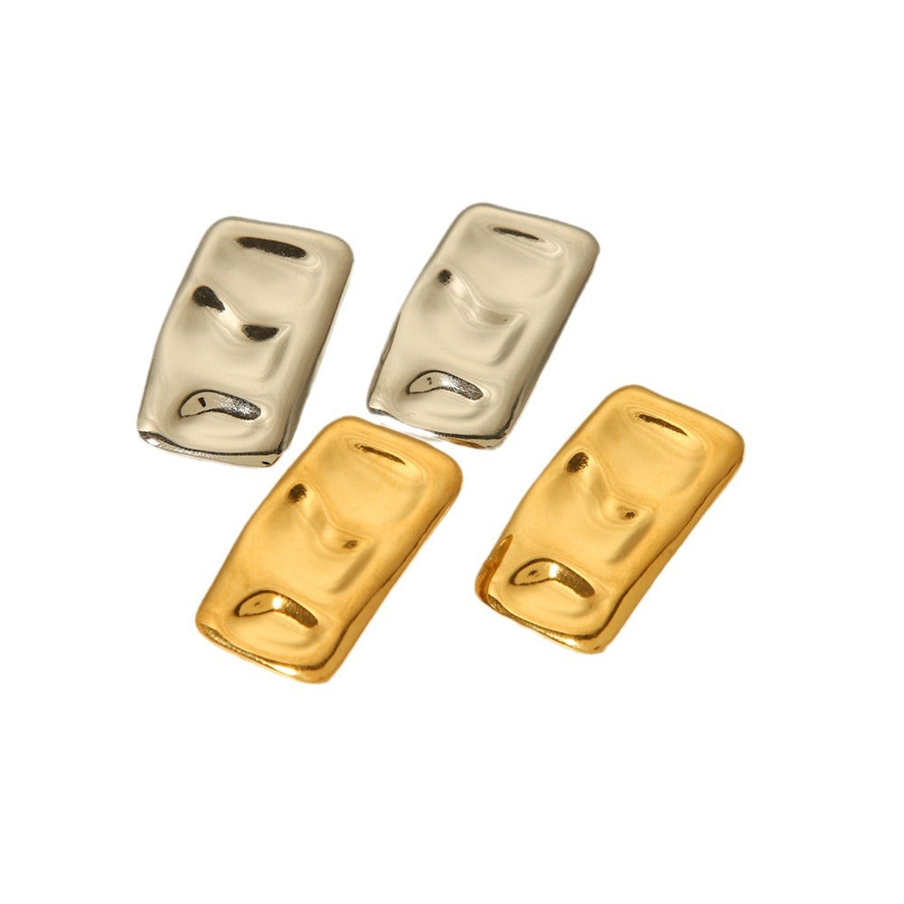 IG Style Pleated Geometric Stainless Steel Electroplating Earrings