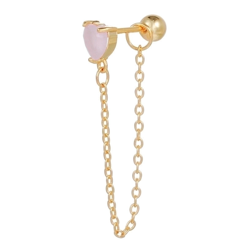 5 Pieces Sweet Heart Shape Copper Inlaid Zircon Drop Earrings Ear Studs 1 Piece