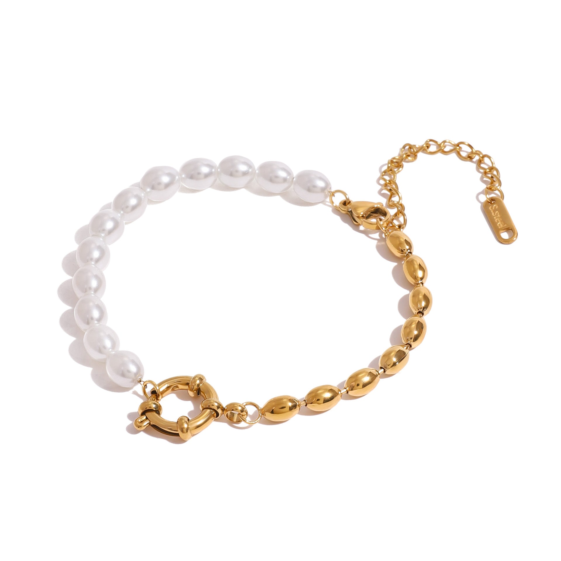Stainless Steel Pearl Bracelet Niche Style Metal Chain Titanium Steel Bracelet