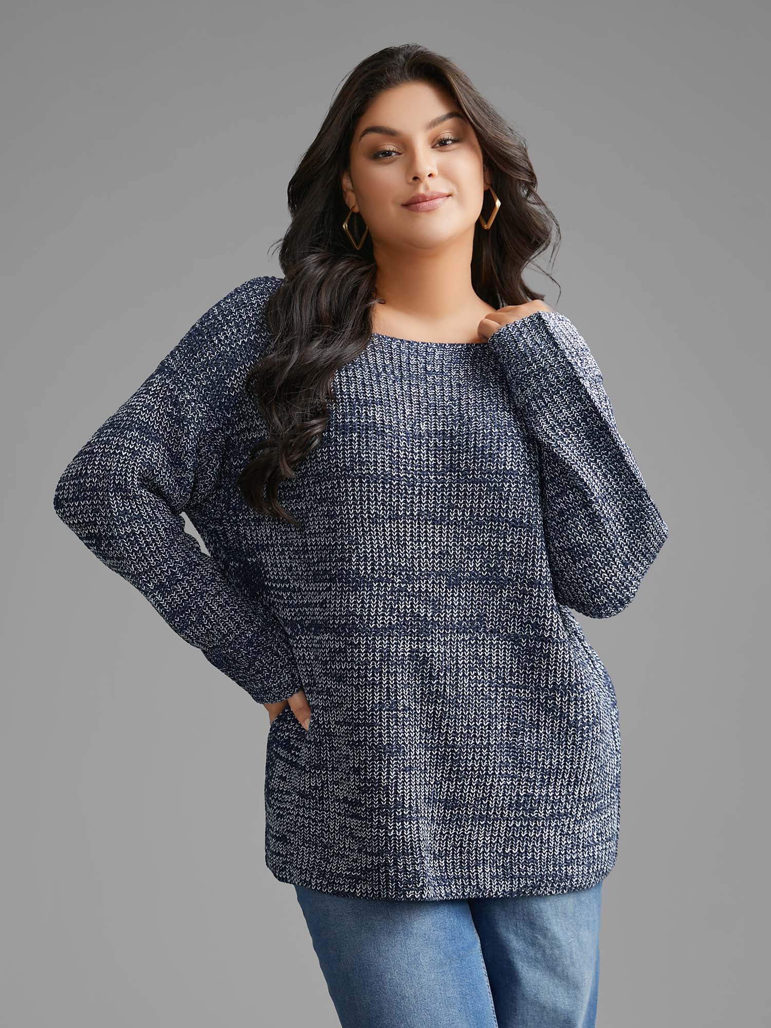 Heather Boat Neck Drop Shoulder Sleeve Pullover