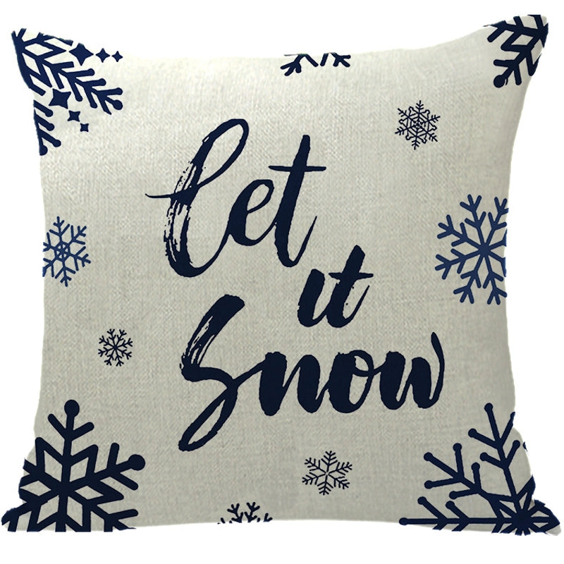 Fashion Letter Snowflake Elk Linen Pillow Cases