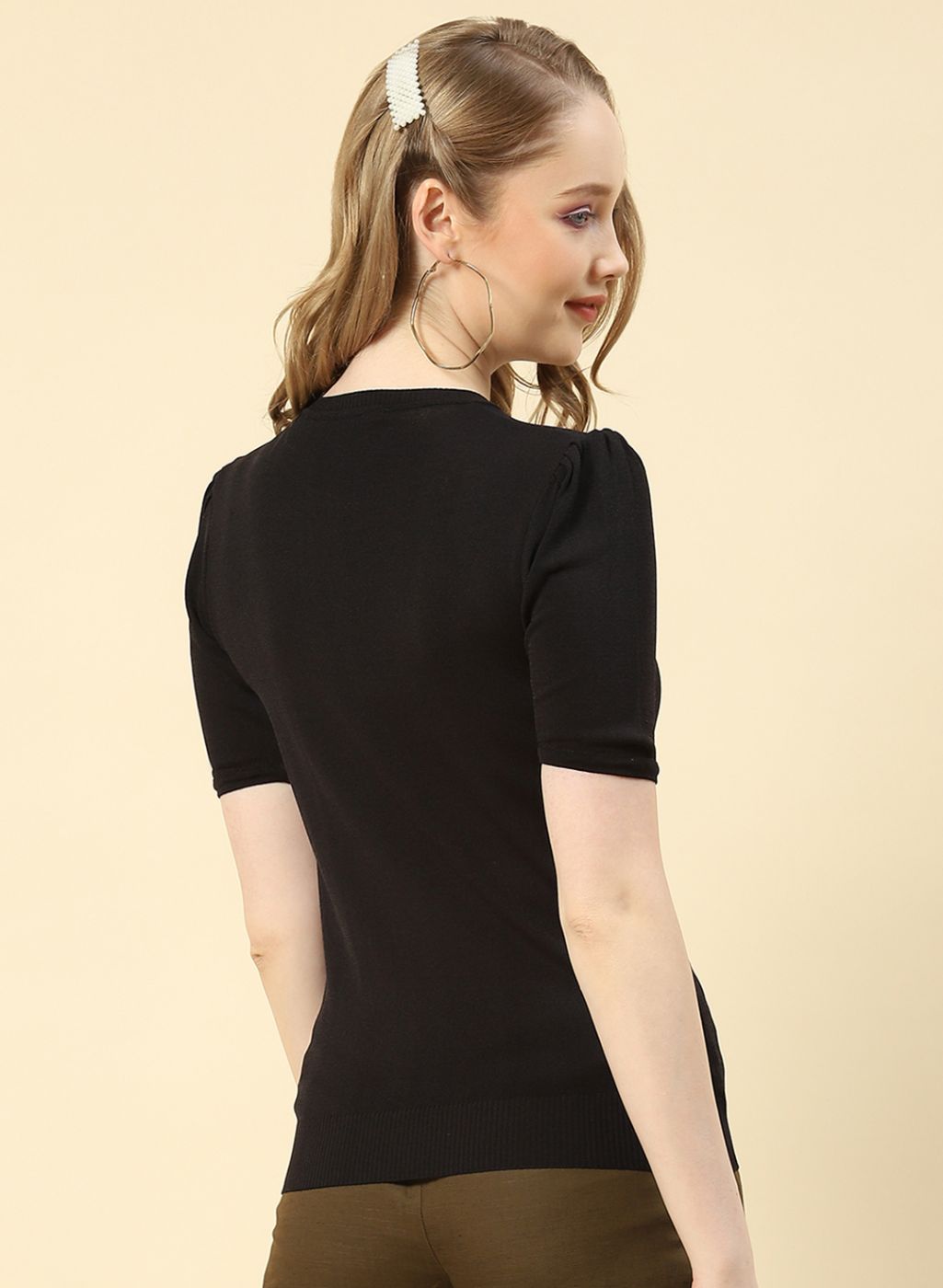 Women Black Plain Top