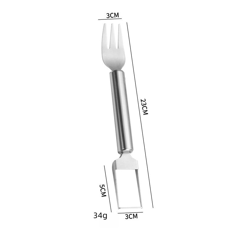Stainless Steel Double Watermelon Cutter Fruit Fork Multifunctional Splitting Tool Pulp Cut To Eat Watermelon Artifact