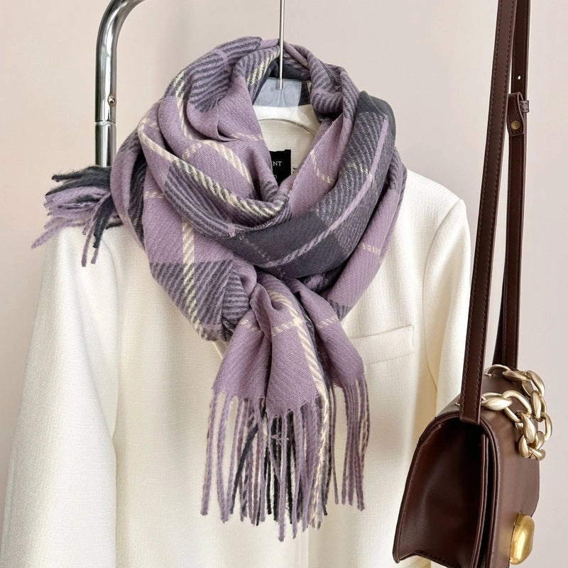 Women's Vintage Style Classic Style Lattice Imitation Cashmere Scarf