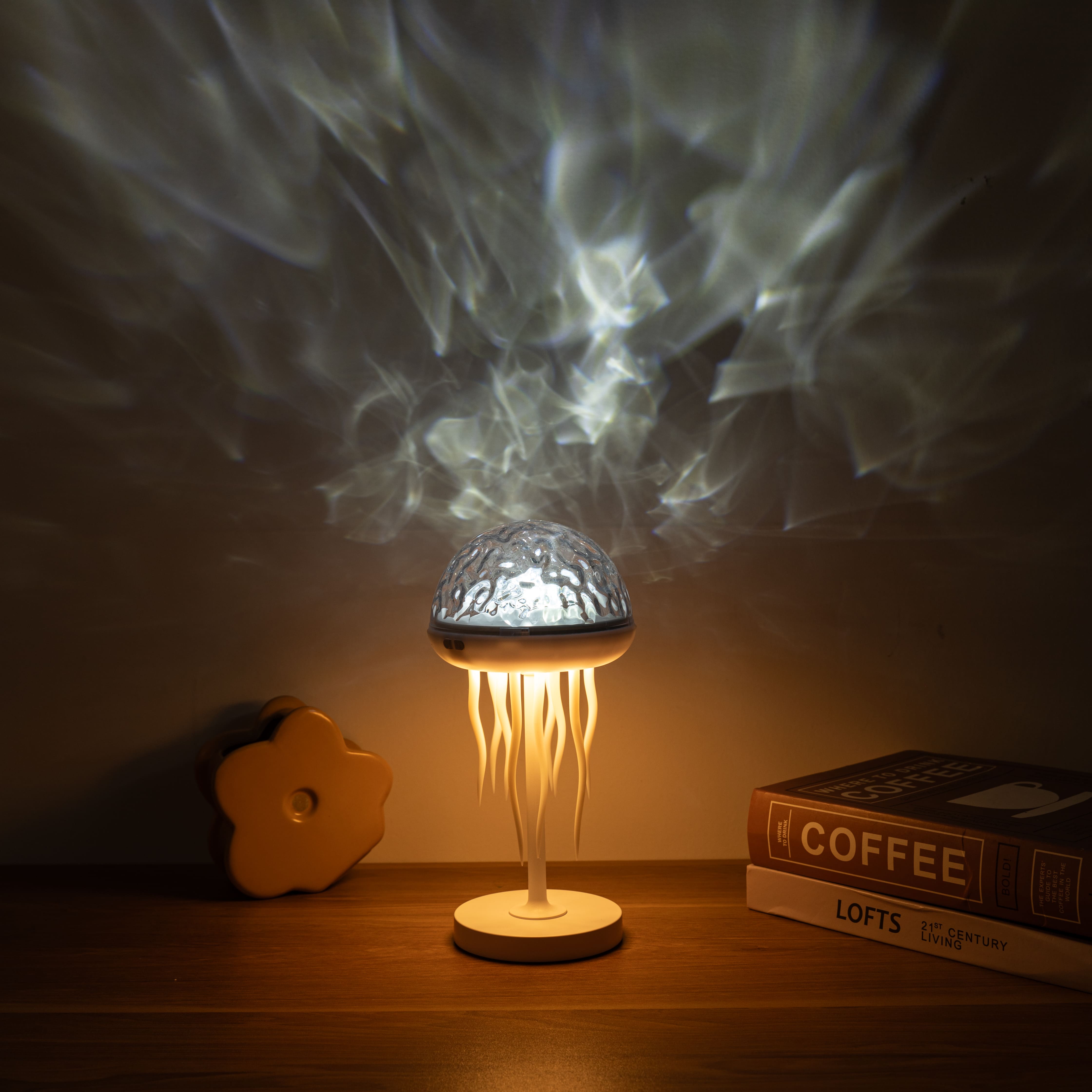 Jellyfish Wave Projector Lamp 7-Color LED Night Light with Moving Tentacles Water Ripple Effect for Relaxation