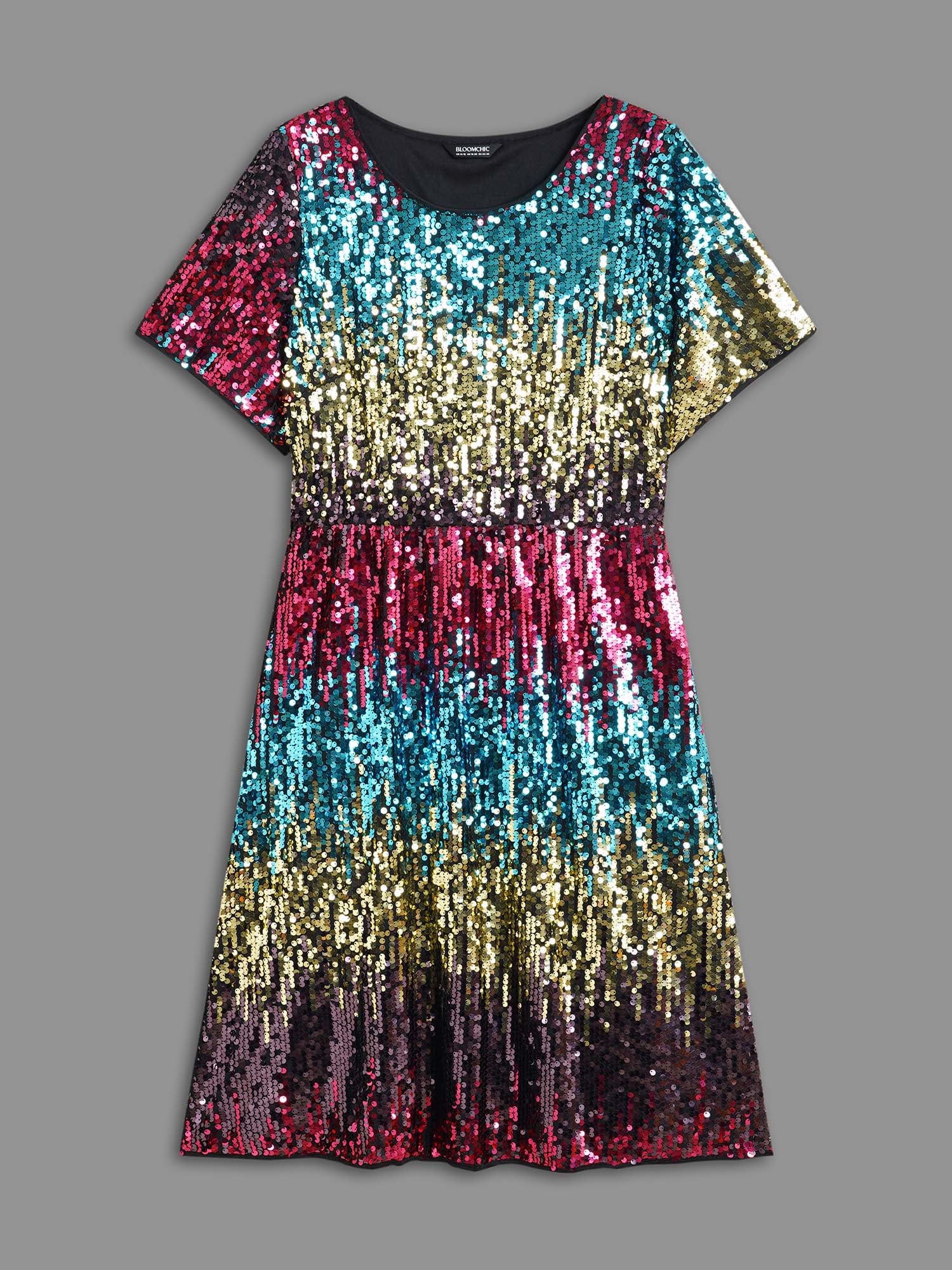 Round Neck Ombre Sequin Dress