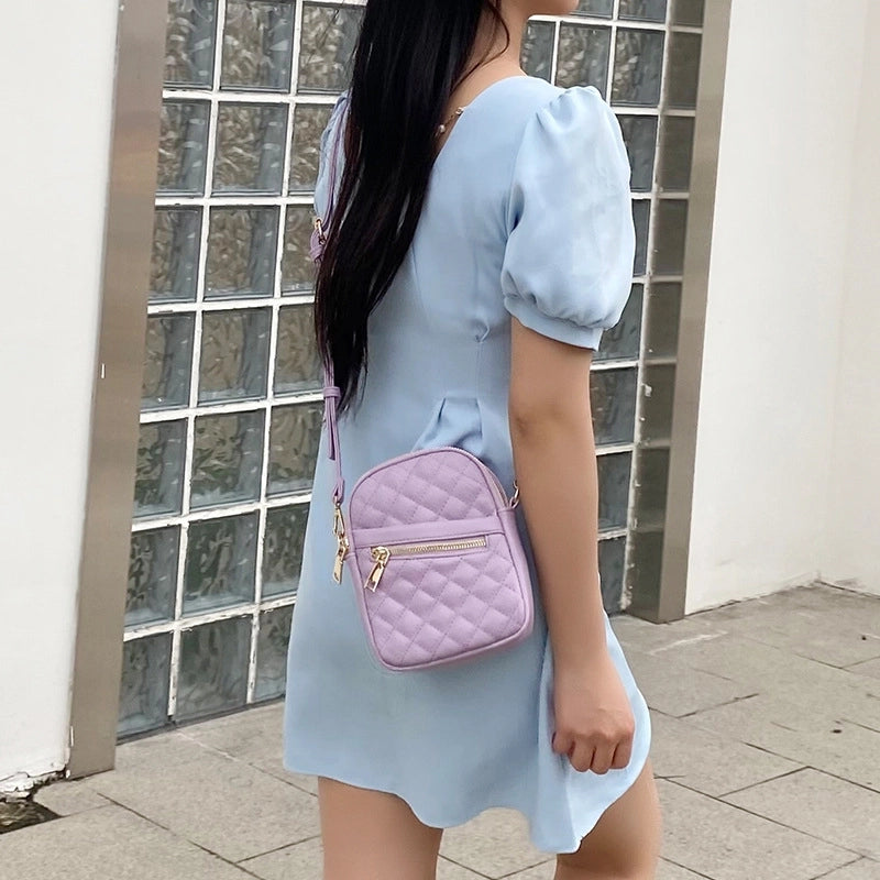 Women's Small Pu Leather Solid Color Streetwear Square Zipper Crossbody Bag