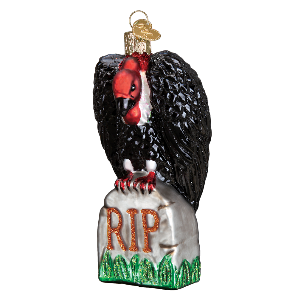 Halloween Vulture on Tombstone Ornament