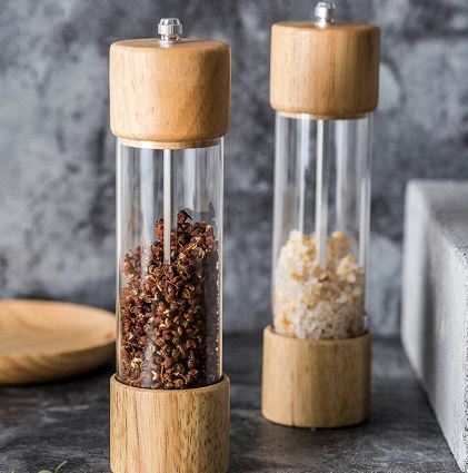 Pepper Grinder Wooden Acrylic Manual Pepper Mills Shakers