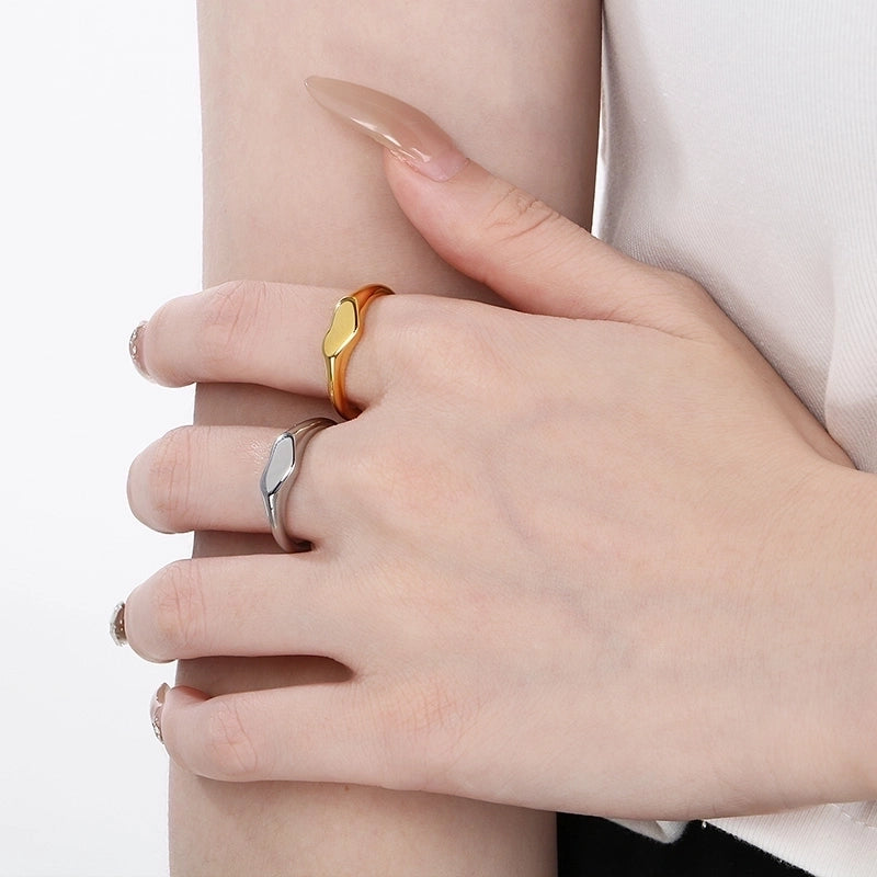 Minimalist Classic Style Heart Shape 304 Stainless Steel 18K Gold Plated Rings