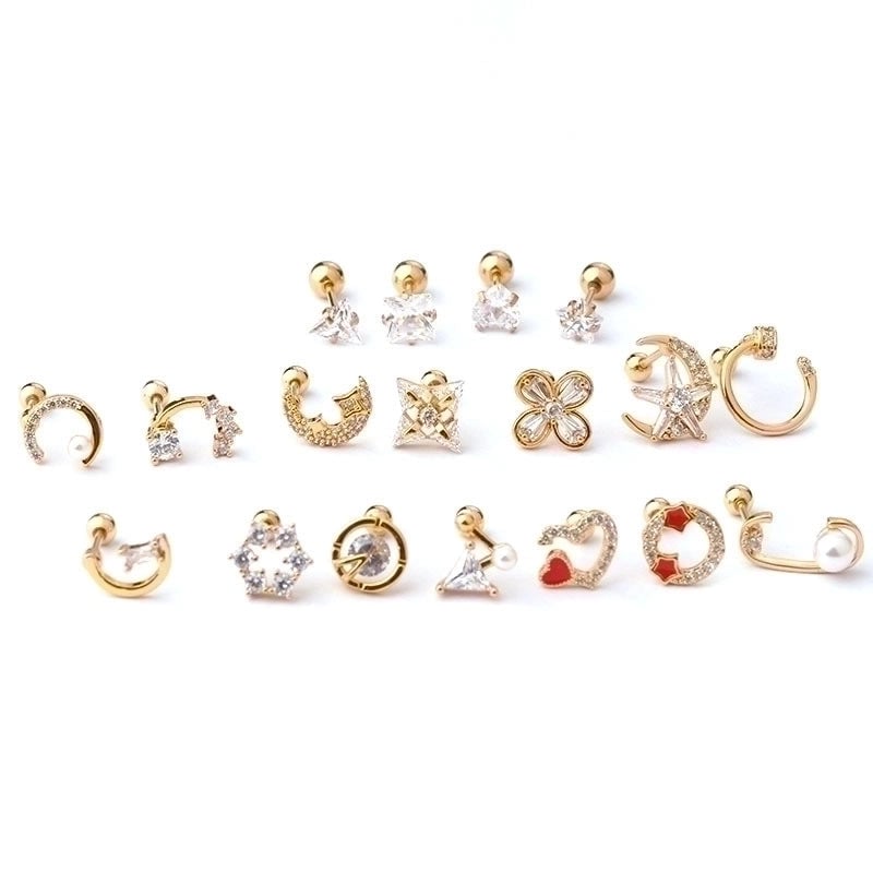 Ear Cartilage Rings & Studs Geometric Copper Plating Artificial Gemstones
