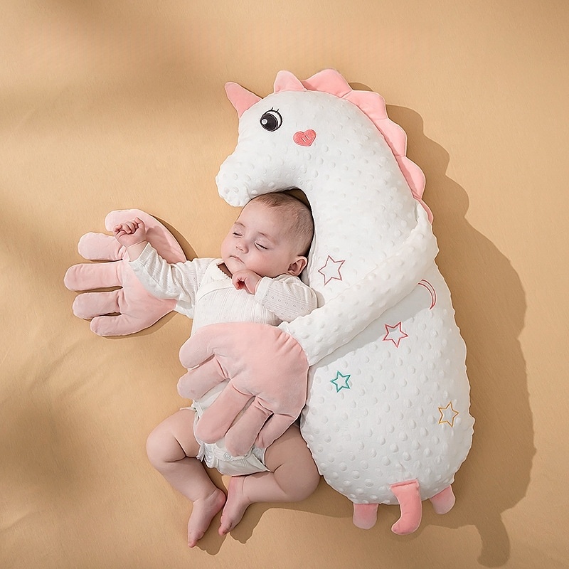 Newborn Baby Cute Unicorn Soothing Sleeping Accompany Pillow Electric Soothe Palm Dinosaur Stuffed Animal Plush Toys