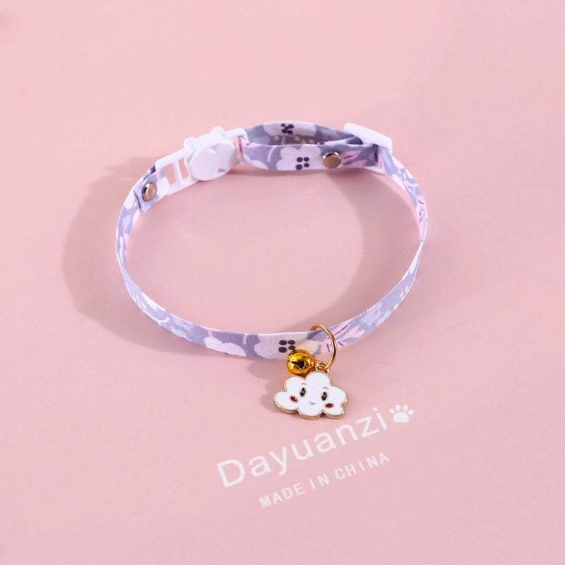 Pet Collar Cloud Rainbow Adjustable Bell Safety Buckle Cat Dog Collar