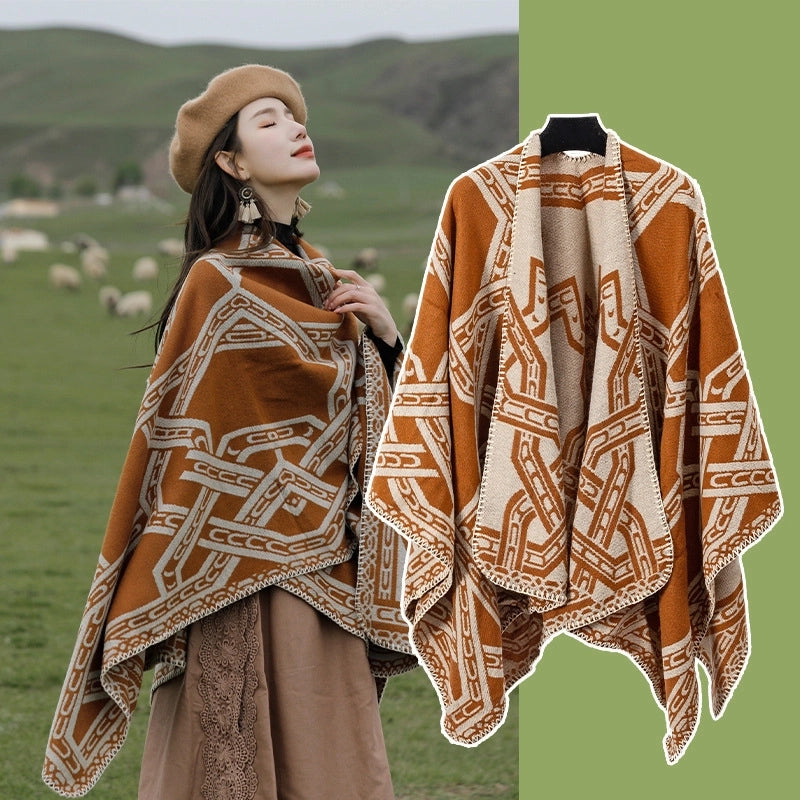 Women's Ethnic Style Chains Print Imitation Cashmere Shawl