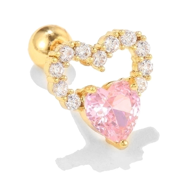 5 Pieces Sweet Heart Shape Copper Inlaid Zircon Drop Earrings Ear Studs 1 Piece