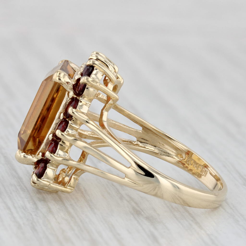7.25ctw Citrine Garnet Halo Ring 10k Yellow Gold Size 8 Cocktail