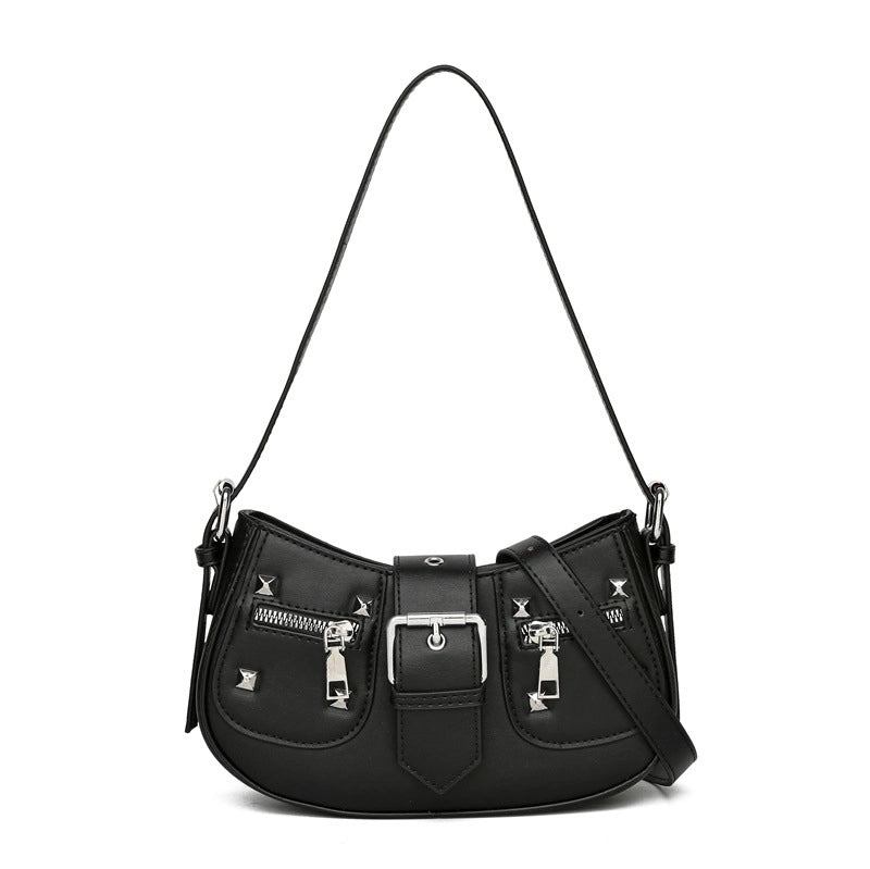 Women's Medium Pu Leather Solid Color Streetwear Magnetic Buckle Underarm Bag
