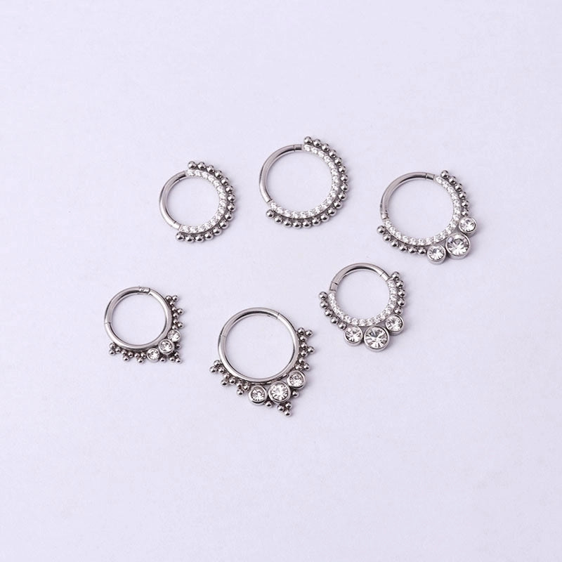 316 Stainless Steel  Fashion Inlaid Zircon Geometric Nose Ring