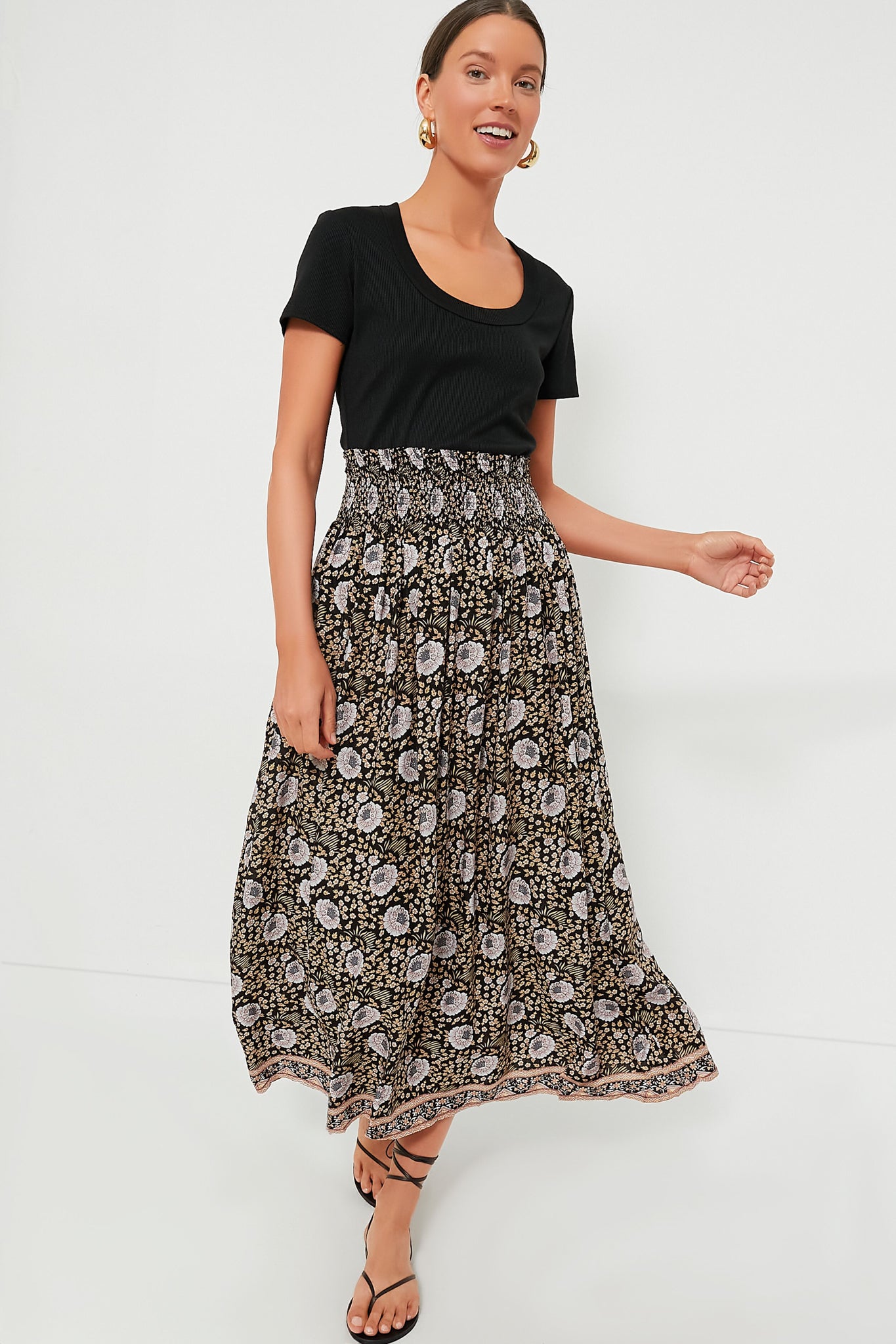 Vintage Flowers Sepia Bella Skirt