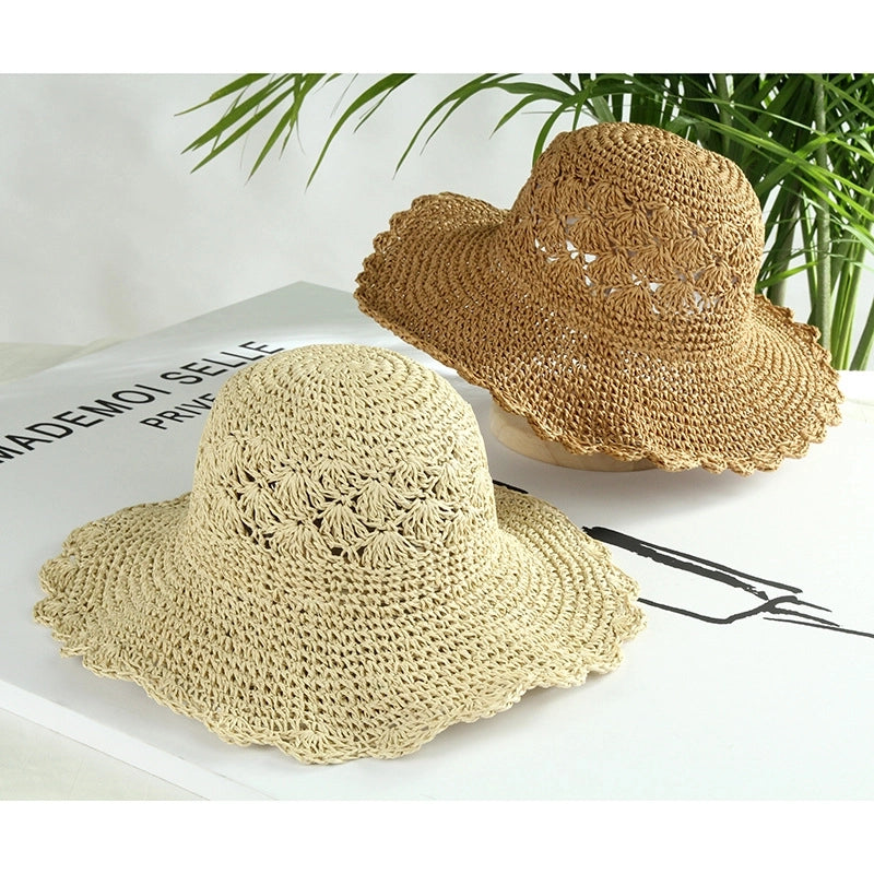 Women's Vacation Solid Color Flat Eaves Straw Hat