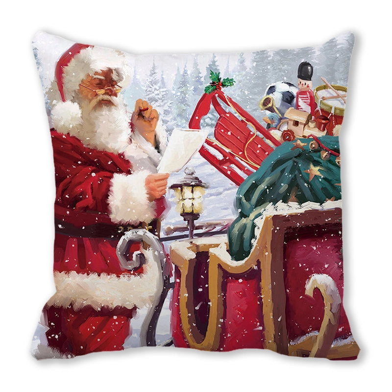 Christmas Pastoral Santa Claus Chemical Fiber Pillow Cases Couch & Sofa Decor