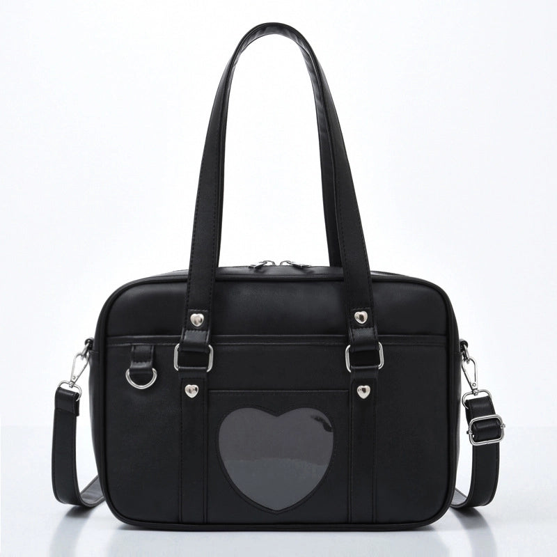 Women's Pu Leather Heart Shape Streetwear Square Zipper Handbag