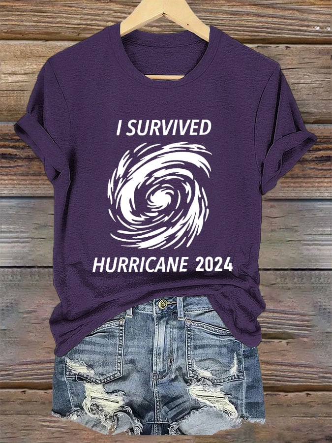 Women's 'I Survived Hurricane 2024' Print T-Shirt