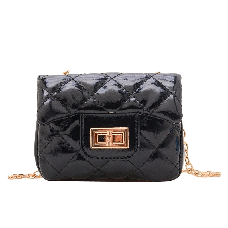 Women's Small Pu Leather Solid Color Lingge Streetwear Square Lock Clasp Shoulder Bag Crossbody Bag