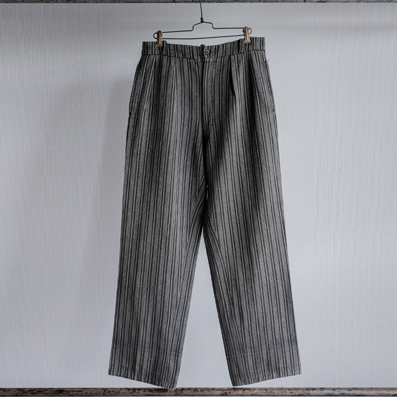 Men's Vintage Grey Cotton Striped Cargo Pants